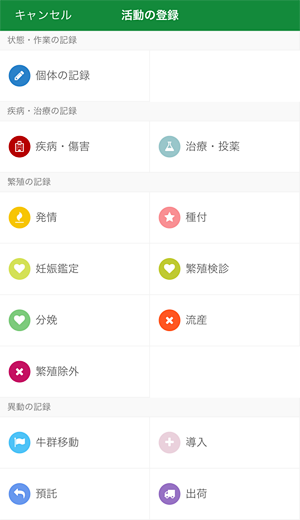 活動内容の登録画面例（写真提供：ファームノート）