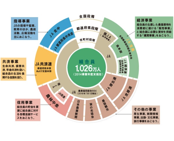 JAグループの組織図。(資料:JA全農のサイトより)