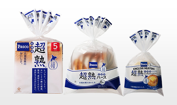 現在、札幌近郊のスーパーマーケットで発売中の「北海道限定販売の超熟北海道シリーズ」（いずれも北海道産小麦100％使用）
