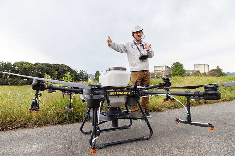 「大津地域で一時間飛びっぱなしで作業することはほとんどない。10リットルも積載できれば十分と考えました」（田中氏）