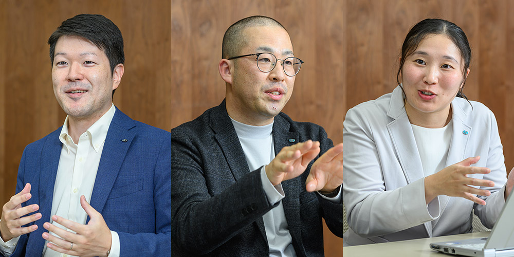 （左）田中 佑一氏　クボタ 人事部 人財開発室 人財開発課　（中央）山中 駿氏　同　（右）西村 爽香氏　