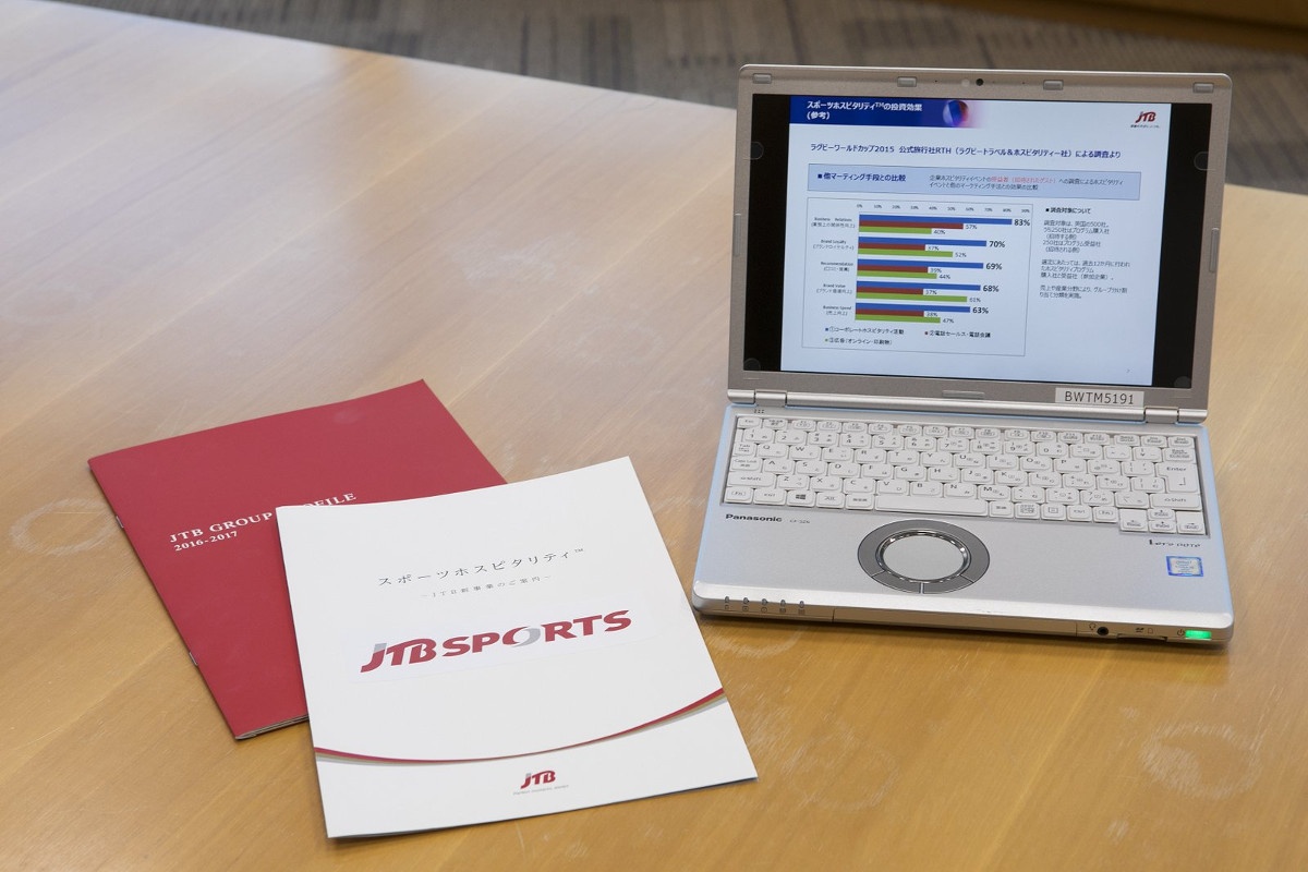 JTBが導入したレッツノートSZ6。様々なシーンで『スポーツホスピタリティ™』の啓蒙活動に役立っている。