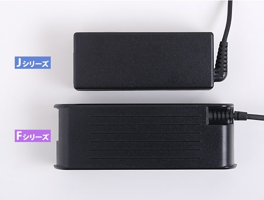 JシリーズはACアダプターも小さい