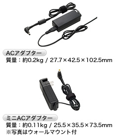 2種類のACアダプターが付属