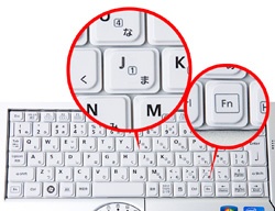 新リーフ型キーボードは、キートップの角を丸くし、指のひっかかりを軽減。ファンクションキーの上面には緩やかなカーブを設け、快適なキータッチを実現している。右側にもFnキーを配置し、使用頻度の高いAlt-Ctrl-Delを片手でできるように配慮しているのも特長だ。