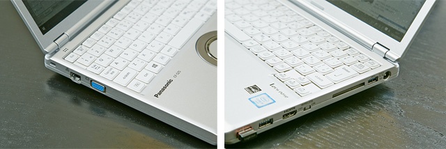 有線LAN端子、RGB端子、HDMI、3つのUSBと、充実したインターフェイスがビジネスに大いに役立つ。