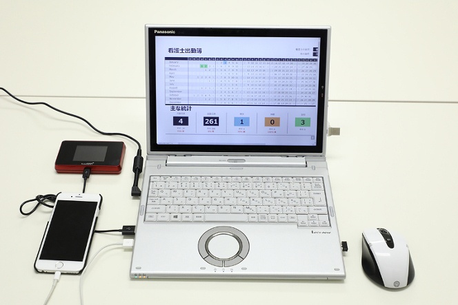 レッツノートXZ6はタブレット部にもUSB type-Cポートがあり、一度に4種類のUSB機器をつなげられる。