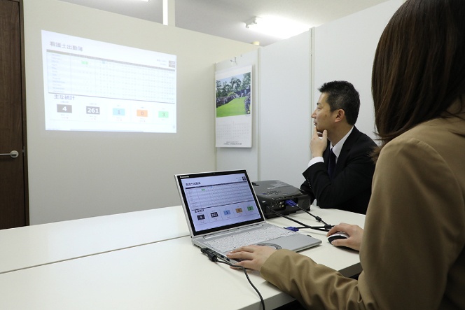 客先でのプレゼン。VGA対応の古いプロジェクターしか用意されていなかった場合でも変換アダプターは不要だ。