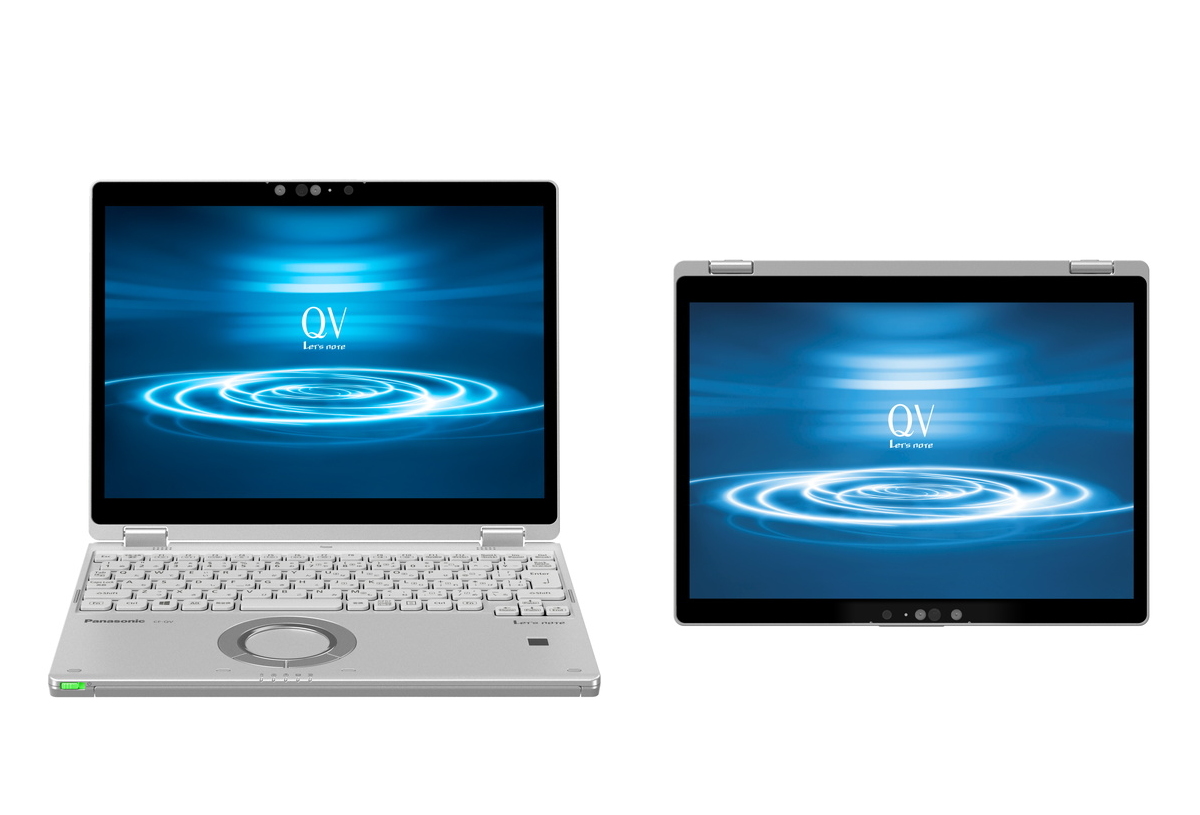 「レッツノートQV」シリーズは、A4用紙よりコンパクトなサイズで軽量化と頑丈性を実現。「Windows Hello」の生体認証にも対応した2 in 1パソコン。