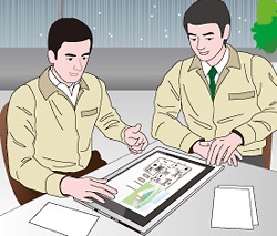 施工事務所では20型のタフパッド 4Kを利用